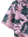 Men's Summer Purple Tropical Pineapple Print Pocket Short Sleeve Hawaiian Shirt
