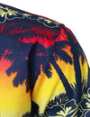 Men's Orange Hawaiian Tropical Palm Tree Floral Beach Button 100% Cotton Short Sleeve Shirt