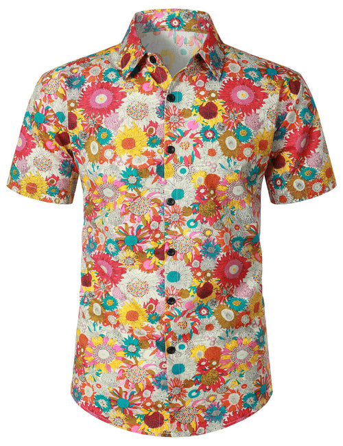 Bundle Of 3 | Men's Floral Summer Cotton Breathable Flower Short Sleeve Hawaiian Shirts