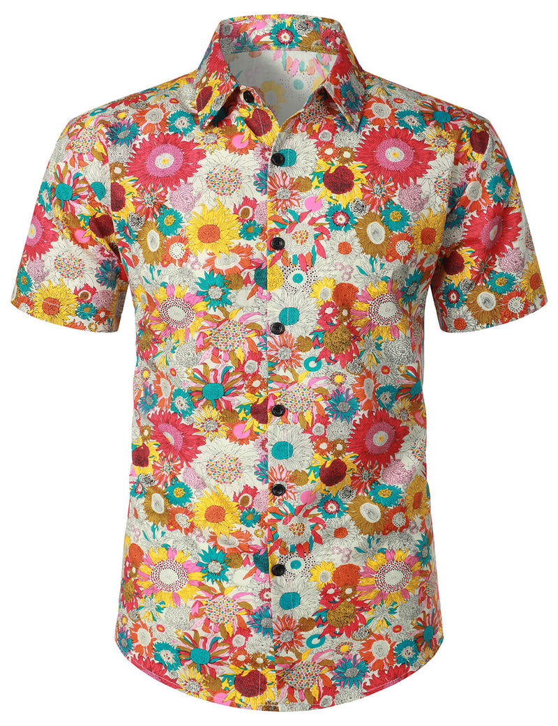 Bundle Of 3 | Men's Floral Summer Cotton Breathable Flower Short Sleeve Hawaiian Shirts