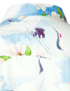 Men's Casual Pink Floral Crane Print Summer Button Up Short Sleeve Shirt