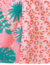 Men's Summer Tropical Plant Pink Leopard Animal Print Cheetah Casual Hawaiian Short Sleeve Shirt
