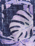 Men's Purple Hawaiian Casual Pocket Tropical Plant Print Button Up Beach Short Sleeve Shirt