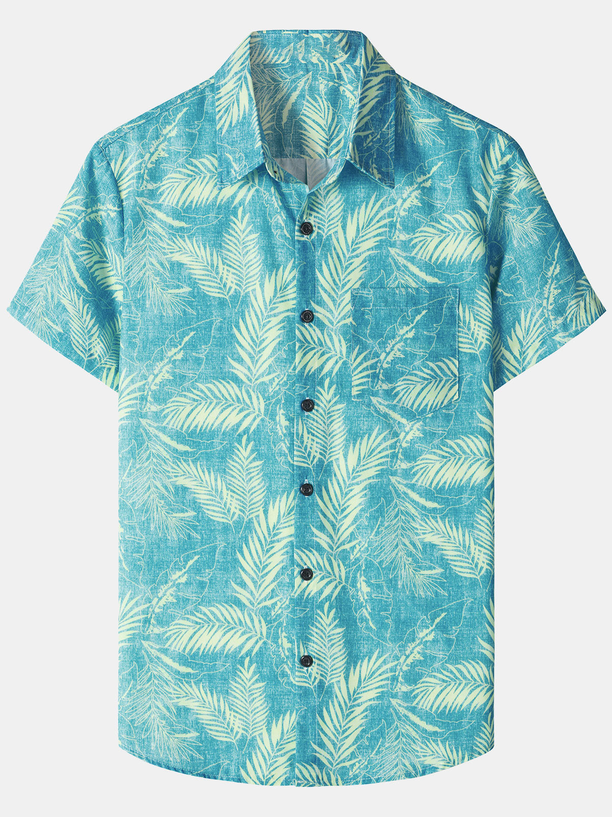 Men‘s Tropical Print Hawaiian Pocket Casual Short Sleeve Shirts
