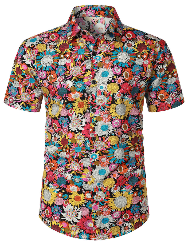 Bundle Of 3 | Men's Floral Summer Cotton Breathable Flower Short Sleeve Hawaiian Shirts