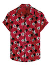 Men's Red Palm Tree Summer Casual Hawaiian Beach Matching Shirt and Shorts Set