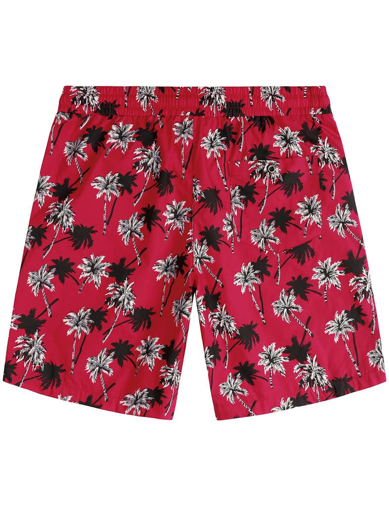 Men's Red Palm Tree Summer Casual Hawaiian Beach Matching Shirt and Shorts Set
