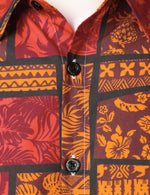 Men's Tropical Vintage Hawaiiwan Red Cotton Pineapple Floral Beach Button Short Sleeve Shirt