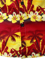 Men's Red Hawaiian Cotton Holiday Tropical Palm Tree Floral Short Sleeve Beach Button Shirt