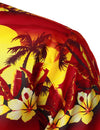 Men's Red Hawaiian Cotton Holiday Tropical Palm Tree Floral Short Sleeve Beach Button Shirt