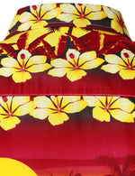 Men's Red Hawaiian Cotton Holiday Tropical Palm Tree Floral Short Sleeve Beach Button Shirt