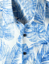 Men's Blue Hawaiian Casual Pocket Tropical Plant Print Vacation Button Short Sleeve Shirt