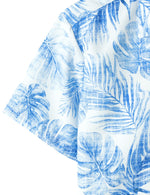 Men's Blue Hawaiian Casual Pocket Tropical Plant Print Vacation Button Short Sleeve Shirt