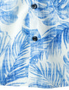 Men's Blue Hawaiian Casual Pocket Tropical Plant Print Vacation Button Short Sleeve Shirt