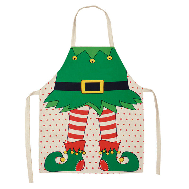Christmas Funny Elf Print Apron Holiday Cute Kitchen Apron