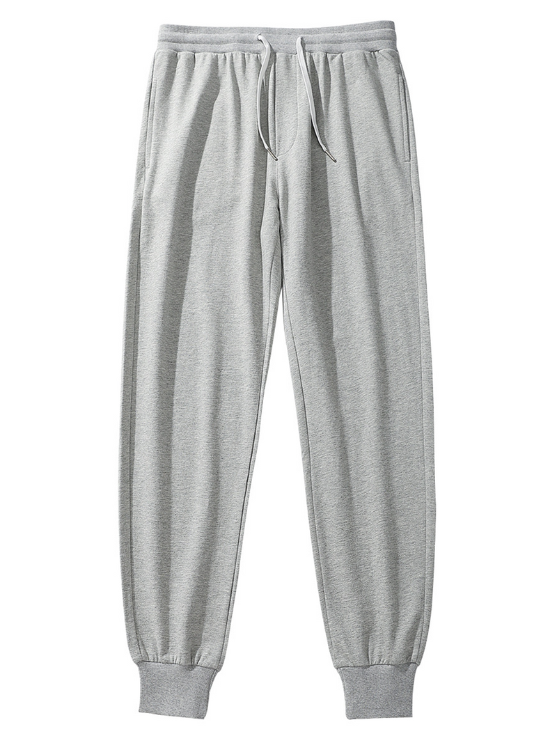 Men's 100% Cotton Casual Solid Color Basic Sports Pants Joggers Trousers