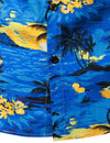 Men's Blue Hawaiian Cotton Beach Summer Holiday Tropical Button Up Short Sleeve Shirt