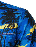 Men's Blue Hawaiian Cotton Beach Summer Holiday Tropical Button Up Short Sleeve Shirt