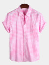 Bundle Of 2 | Men's Casual Solid Color Plaid Cotton Pocket Shirts