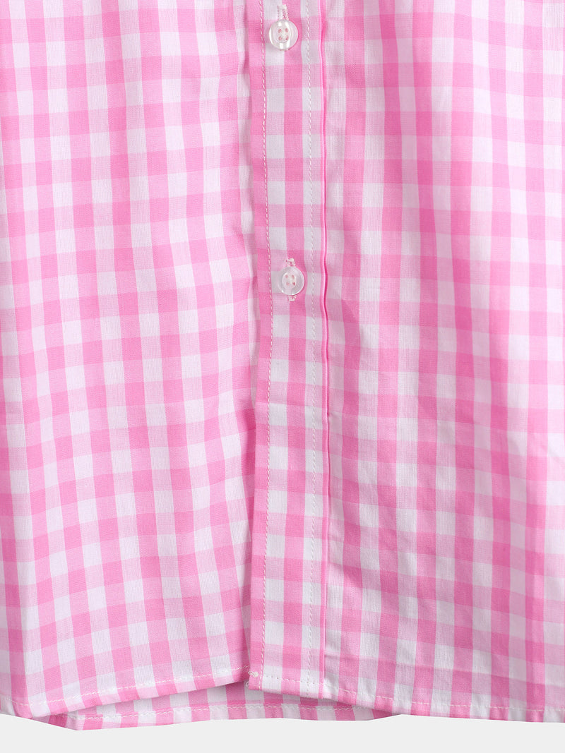 Bundle Of 2 | Men's Casual Solid Color Plaid Cotton Pocket Shirts