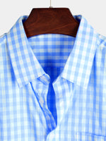 Bundle Of 2 | Men's Casual Solid Color Plaid Cotton Pocket Shirts