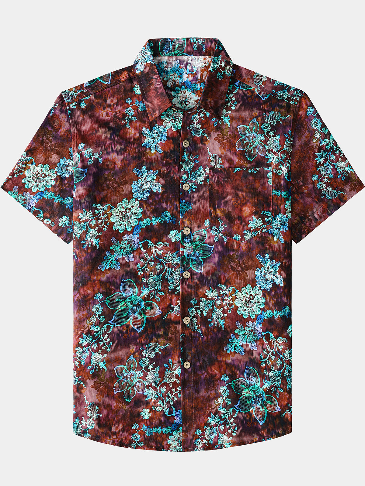 Men’s Vintage Tropical Printed Cotton Cool Comfort Beach Party Holiday Short Sleeve Shirt