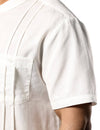 Men's Casual Summer Floral Jacquard Henley Pocket Vacation Hawaiian Short Sleeve Shirt