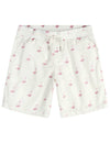 Men's White Flamingo Cotton Beach Button Summer Shirt and Shorts Set