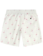 Men's White Flamingo Cotton Beach Button Summer Shirt and Shorts Set