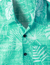 Men's Green Hawaiian Summer Casual Pocket Tropical Plant Print Beach Holiday Short Sleeve Shirt