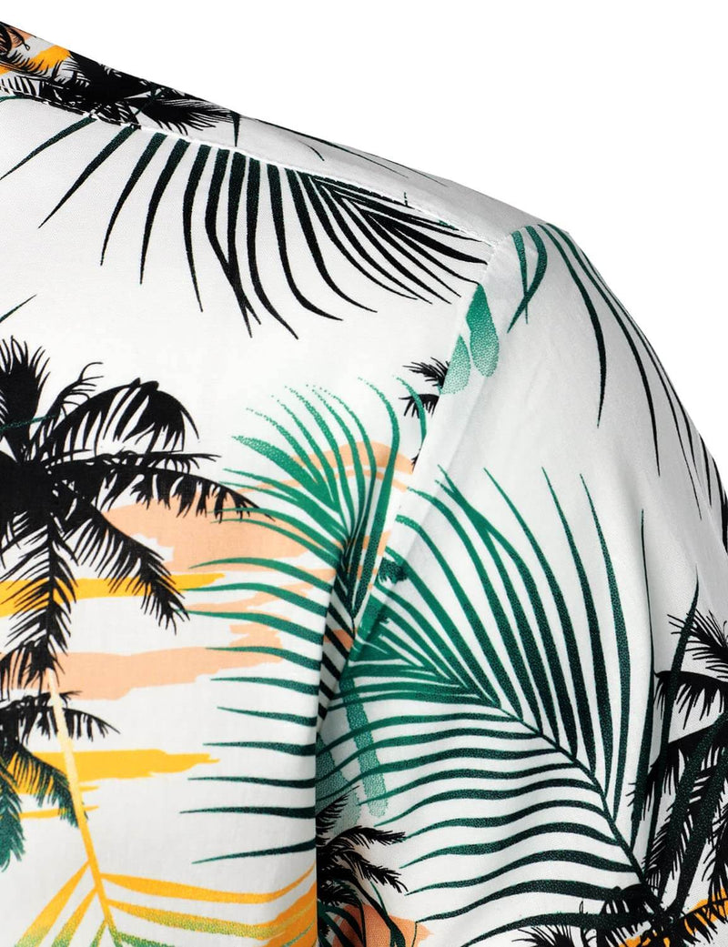 Men's Cotton Beach Summer Hawaiian Holiday Tropical Button Up Short Sleeve Shirt