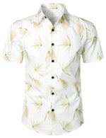 Men's Cotton White Floral Summer Casual Button Up Beach Holiday Short Sleeve Shirt