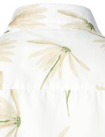 Men's Cotton White Floral Summer Casual Button Up Beach Holiday Short Sleeve Shirt