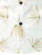 Men's Cotton White Floral Summer Casual Button Up Beach Holiday Short Sleeve Shirt