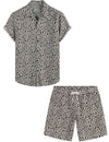 Men's Leopard Print Summer Casual Hawaiian Beach Matching Shirt and Shorts Set