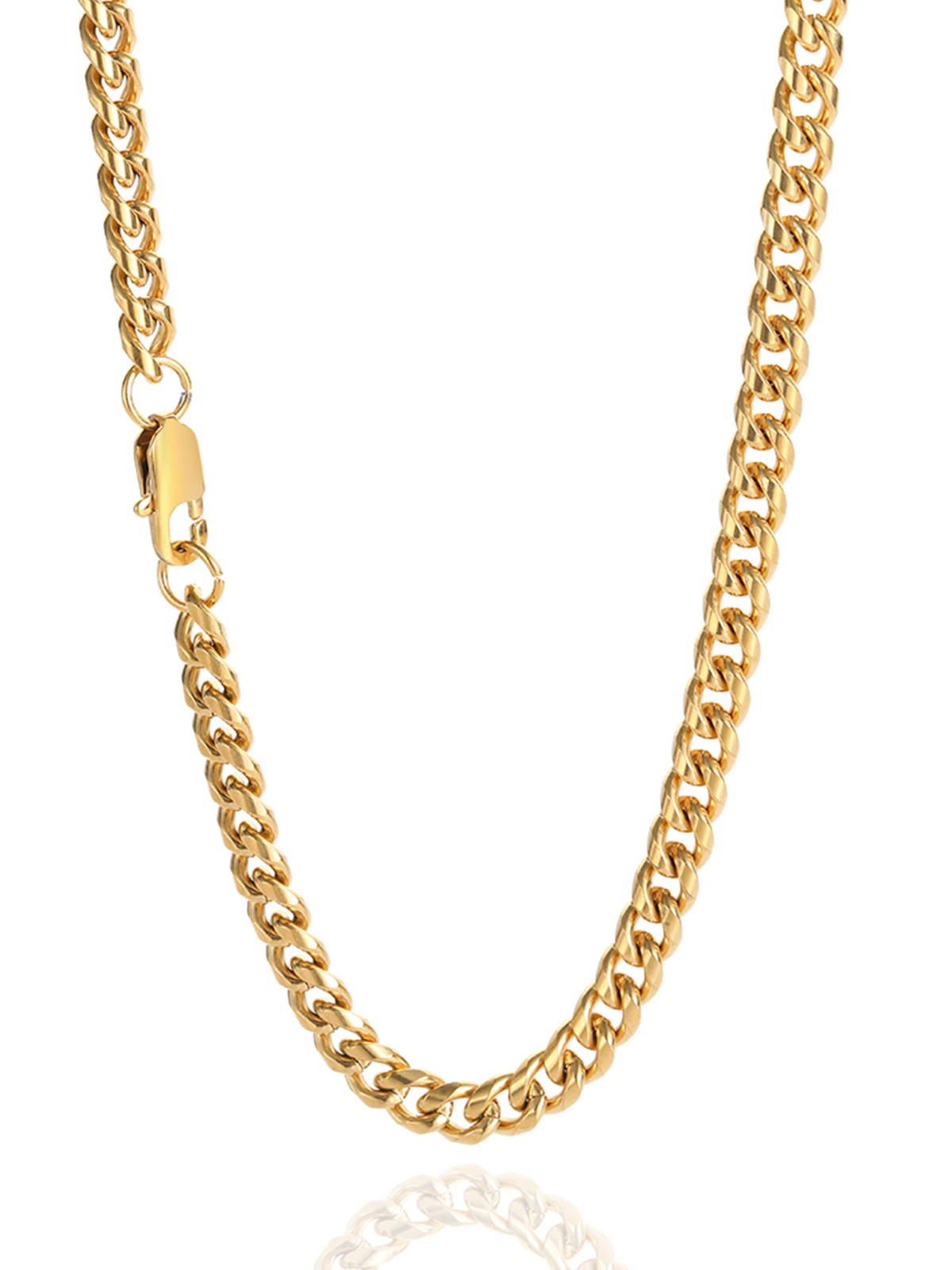 18K Gold Plated Polished Thick Cuban Link Stainless Steel Necklace