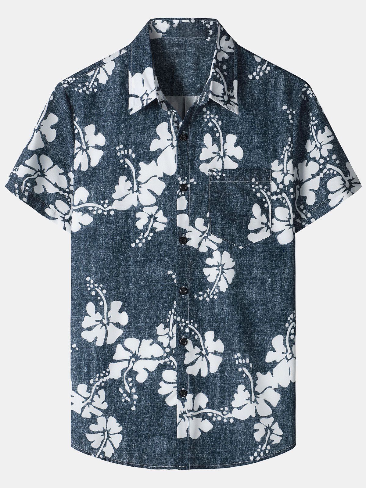 Men‘s Floral Print Hawaiian Pocket Casual Aloha Shirts