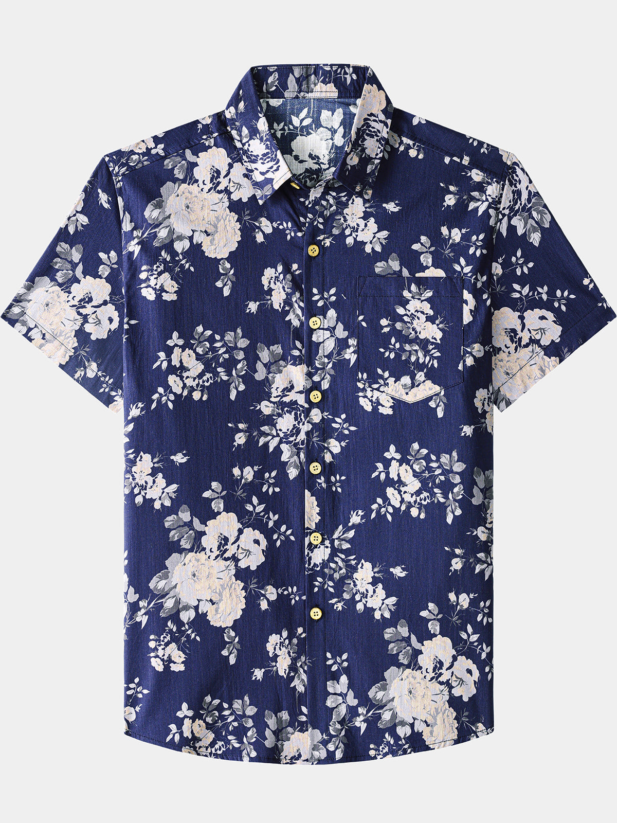 Men’s Vintage Botanical Print Cotton Cool Comfort Beach Party Holiday Short Sleeve Shirt