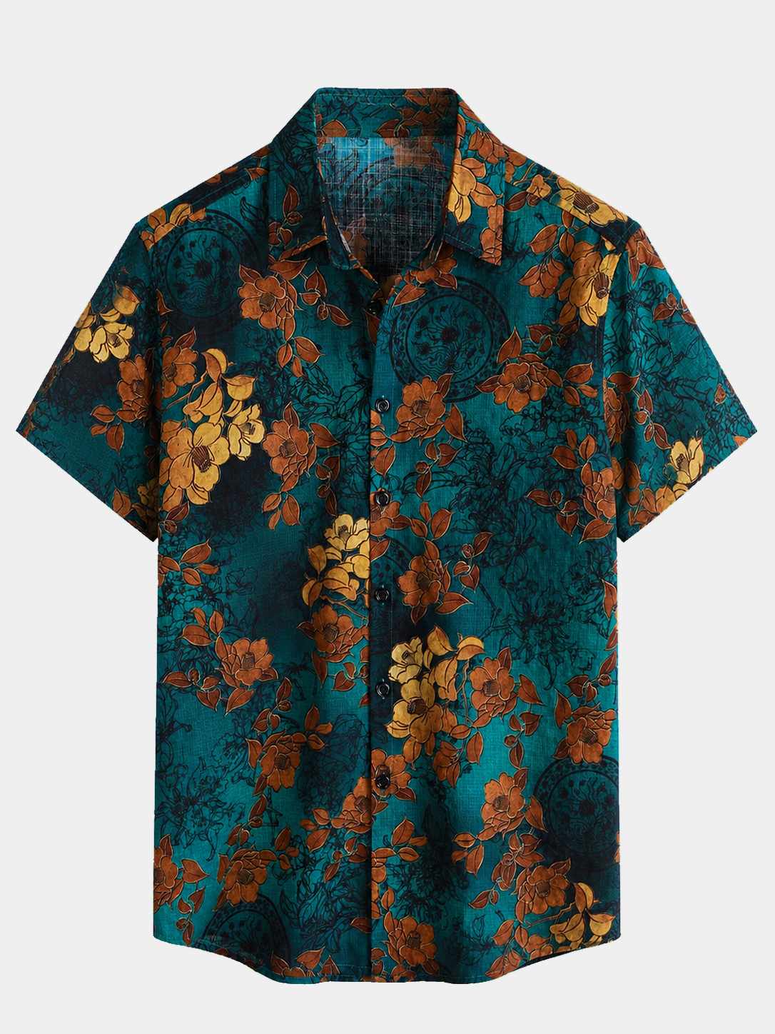 Men's Retro Summer Beach Cruise Vacation Button Short Sleeve Shirt