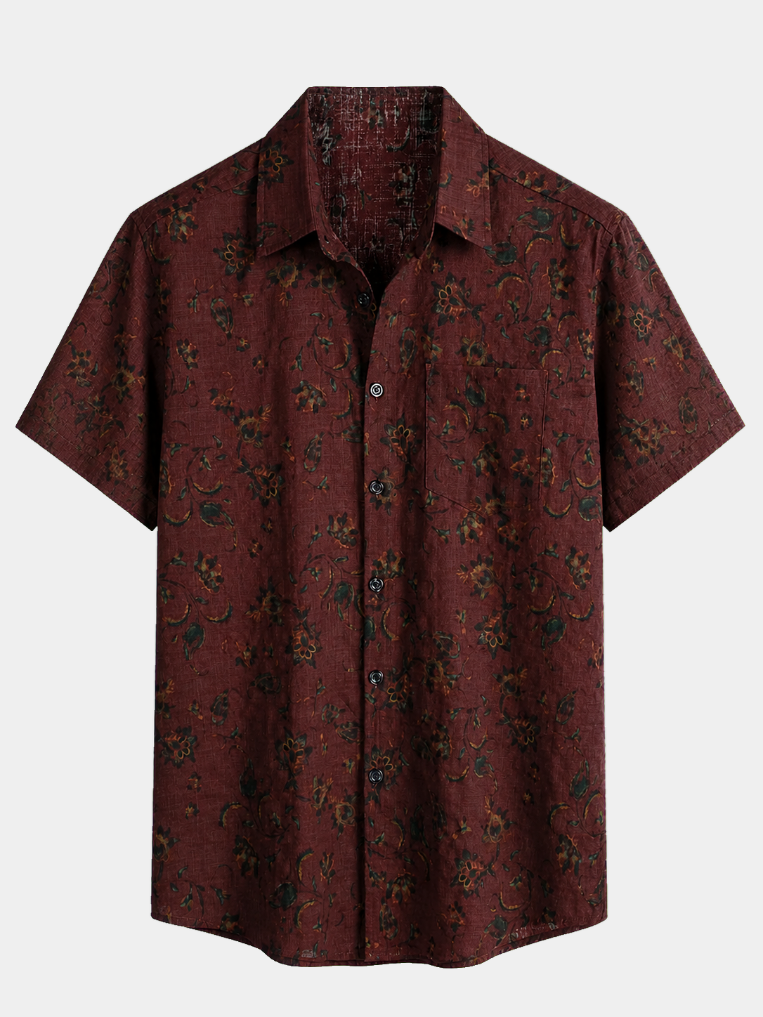 Men's Boho Retro Floral Print Summer Shirt