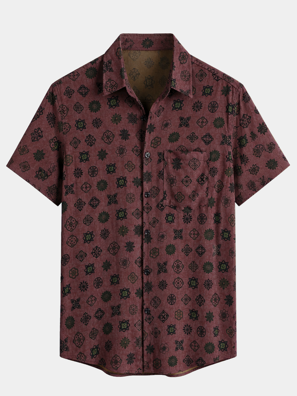 Men's Classic Retro Geometric Short Sleeve Shirt