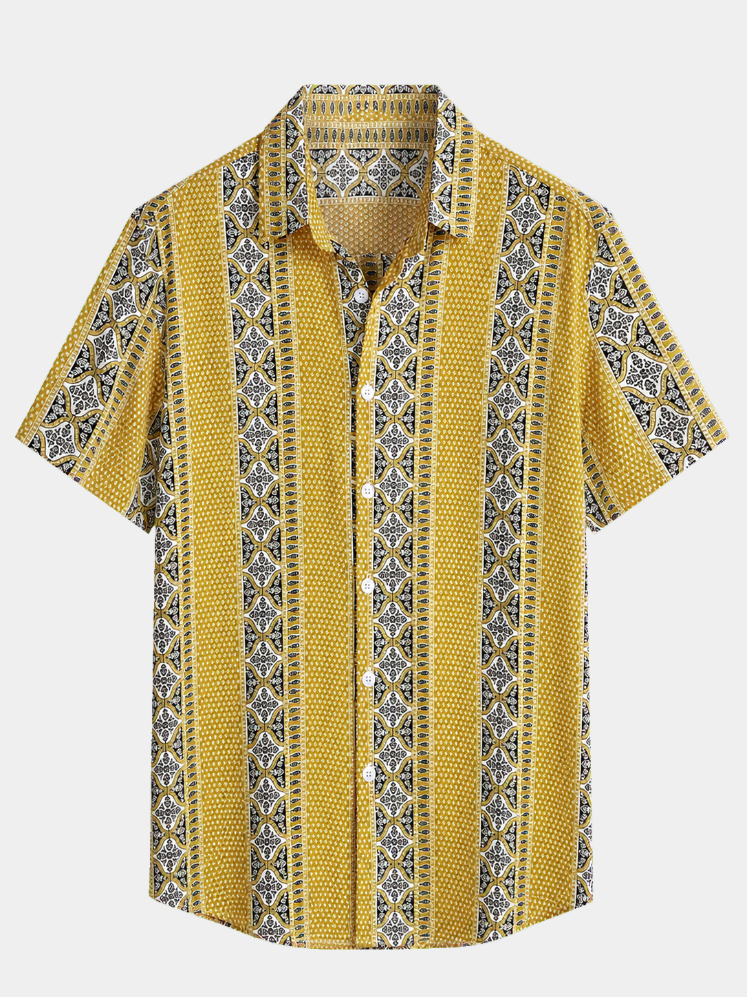 Men’s Vintage Breathable Short Sleeve Stripe Button Up Lightweight Cool Casual Shirt
