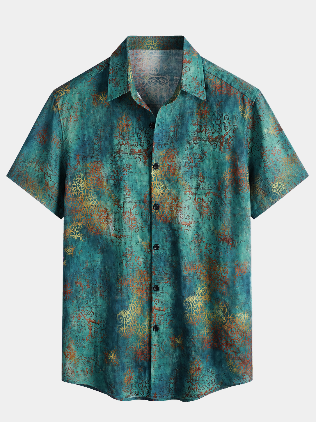 Men's Blue Beach Vacation Breathable Tropical Short Sleeve Hawaiian Shirt