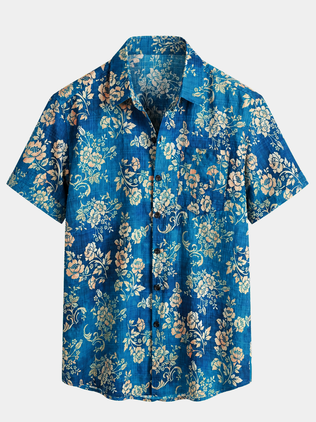 Men’s Casual Floral Print Short Sleeve Breathable Holiday Beach Shirt