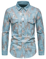 Men's Sequins Shine Double Pocket Party Long Sleeve Shirt Jacket