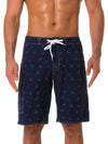 Men's Whale Print Navy Blue Casual Flat Waist Hawaiian Shorts Summer Beach Boardshorts