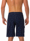 Men's Whale Print Navy Blue Casual Flat Waist Hawaiian Shorts Summer Beach Boardshorts