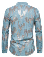 Men's Sequins Shine Double Pocket Party Long Sleeve Shirt Jacket