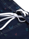 Men's Whale Print Navy Blue Casual Flat Waist Hawaiian Shorts Summer Beach Boardshorts