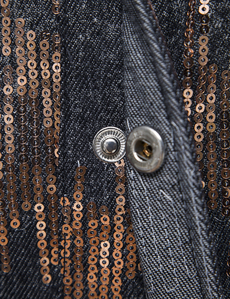 Men's Sequins Shine Double Pocket Party Long Sleeve Shirt Jacket